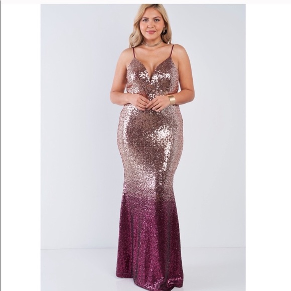 Gold/purple 1X Ombré maxi gown - Picture 7 of 9